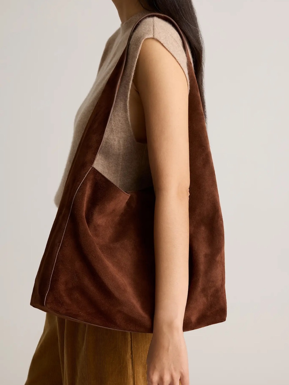 NWT Quince Suede Brown Shoulder Tote Bag - Women